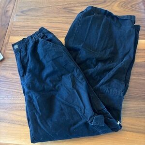 Black Casual Elastic-Waist Pants